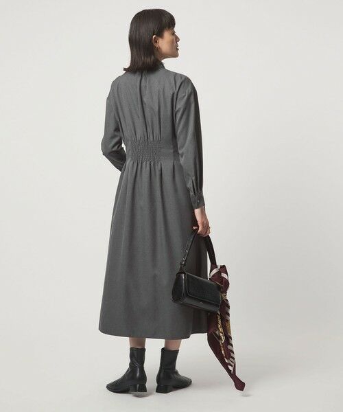 green label relaxing / グリーンレーベル リラクシング ロング・マキシ丈ワンピース | ウールライク バンドカラータック ワンピース | 詳細3