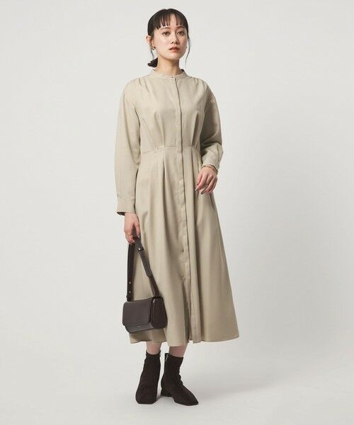 green label relaxing / グリーンレーベル リラクシング ロング・マキシ丈ワンピース | ウールライク バンドカラータック ワンピース | 詳細16