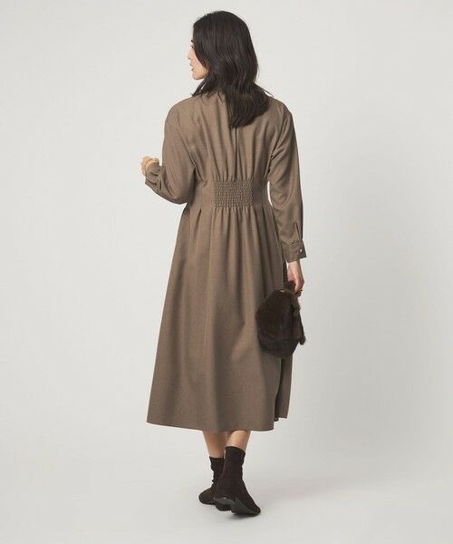 green label relaxing / グリーンレーベル リラクシング ロング・マキシ丈ワンピース | ウールライク バンドカラータック ワンピース | 詳細23
