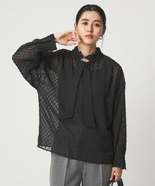 green label relaxing/グリーンレーベル リラクシング プチ リボンモチーフ ジャガード ブラウス BLACK FREE green label relaxing/グリーンレーベル リラクシング プチ リボンモチーフ ジャガード ブラウス BLACK FREE