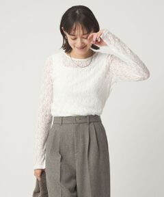 green label relaxing / グリーンレーベル リラクシング カットソー | シアー レース プルオーバー カットソー