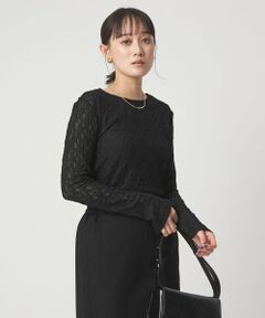 green label relaxing / グリーンレーベル リラクシング カットソー | シアー レース プルオーバー カットソー