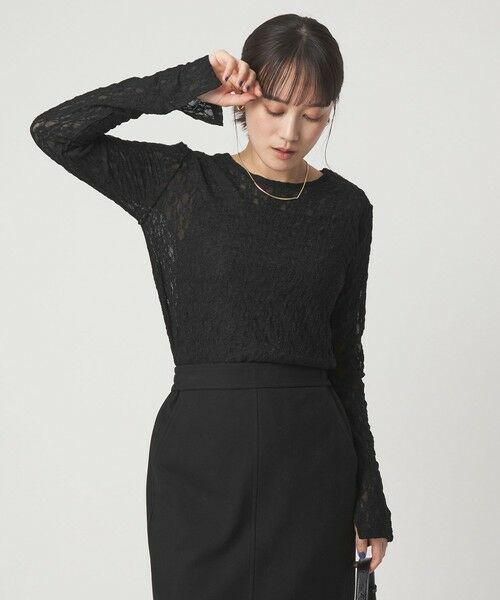 green label relaxing / グリーンレーベル リラクシング カットソー | シアー レース プルオーバー カットソー | 詳細9