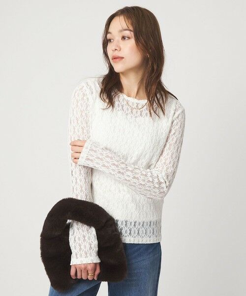 green label relaxing / グリーンレーベル リラクシング カットソー | 【WEB限定】＜at ease＞シャーリングレース プルオーバー カットソー | 詳細1