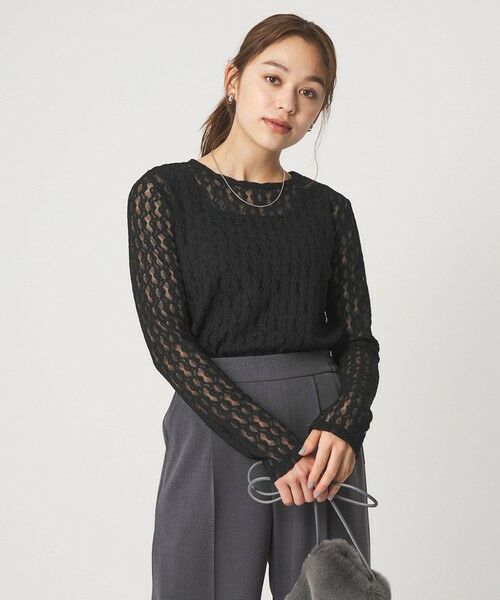 green label relaxing / グリーンレーベル リラクシング カットソー | 【WEB限定】＜at ease＞シャーリングレース プルオーバー カットソー | 詳細19