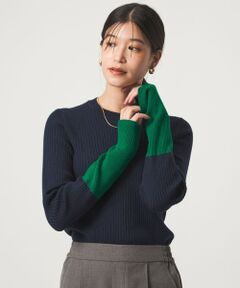 green label relaxing / グリーンレーベル リラクシング ニット・セーター | 【WEB限定】＜at ease＞バイカラー クルーネック プルオーバー ニット