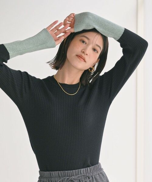 green label relaxing / グリーンレーベル リラクシング ニット・セーター | 【WEB限定】＜at ease＞バイカラー クルーネック プルオーバー ニット | 詳細1