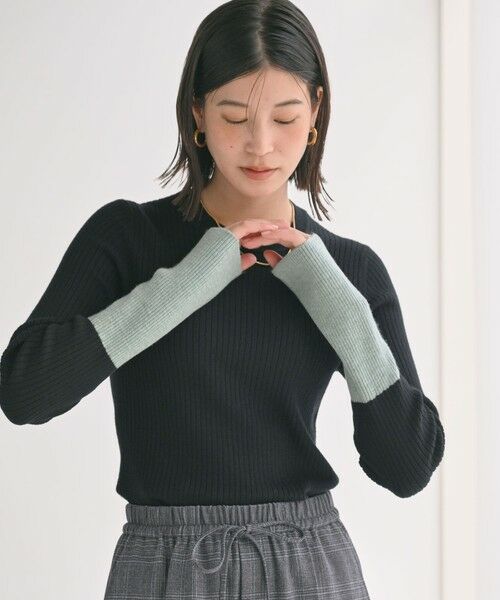 green label relaxing / グリーンレーベル リラクシング ニット・セーター | 【WEB限定】＜at ease＞バイカラー クルーネック プルオーバー ニット | 詳細3