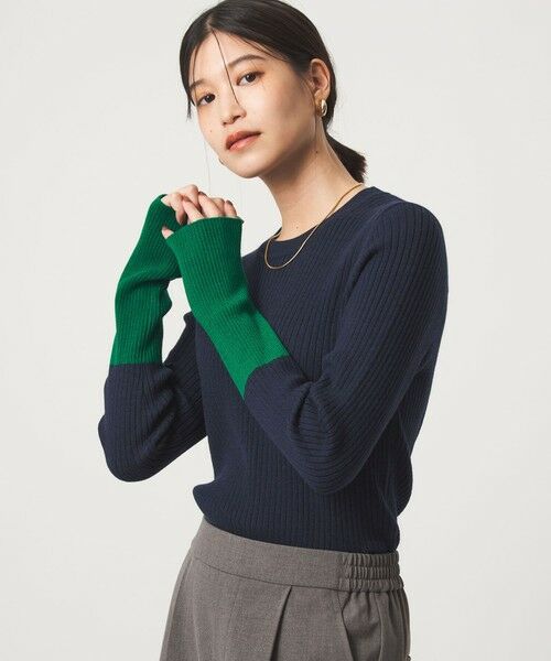 green label relaxing / グリーンレーベル リラクシング ニット・セーター | 【WEB限定】＜at ease＞バイカラー クルーネック プルオーバー ニット | 詳細25