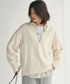 green label relaxing / グリーンレーベル リラクシング ニット・セーター | 【WEB限定】＜at ease＞スキッパー プルオーバー ニット ウォッシャブル