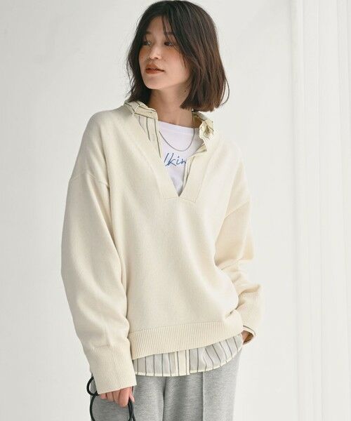 green label relaxing / グリーンレーベル リラクシング ニット・セーター | 【WEB限定】＜at ease＞スキッパー プルオーバー ニット ウォッシャブル | 詳細2