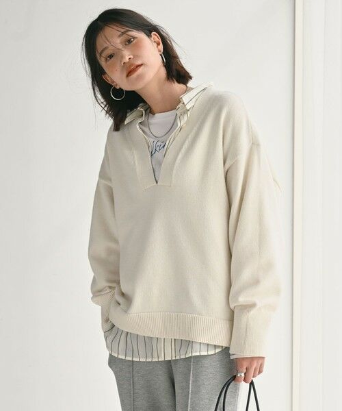 green label relaxing / グリーンレーベル リラクシング ニット・セーター | 【WEB限定】＜at ease＞スキッパー プルオーバー ニット ウォッシャブル | 詳細3