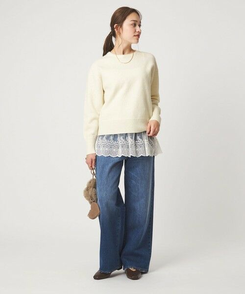 green label relaxing / グリーンレーベル リラクシング ニット・セーター | ニット × レース キャミソール プルオーバー セット | 詳細3
