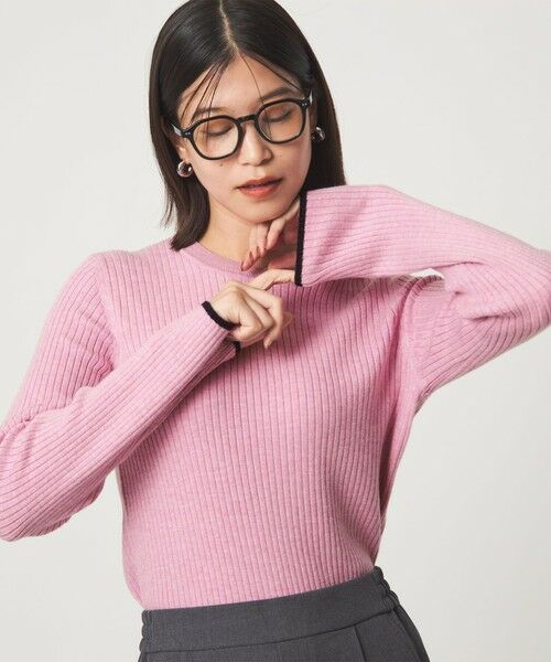 green label relaxing / グリーンレーベル リラクシング ニット・セーター | 【WEB限定】＜at ease＞ソデサキ バイカラー プルオーバー ニット ウォッシャブル（LT.PINK）