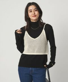 green label relaxing / グリーンレーベル リラクシング ベスト | スパンコール ニット 2WAY キャミソール ウォッシャブル