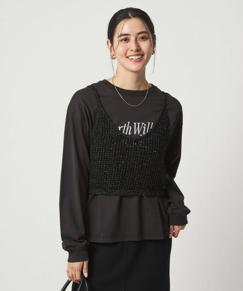 green label relaxing / グリーンレーベル リラクシング ベスト | スパンコール ニット 2WAY キャミソール ウォッシャブル | 詳細18