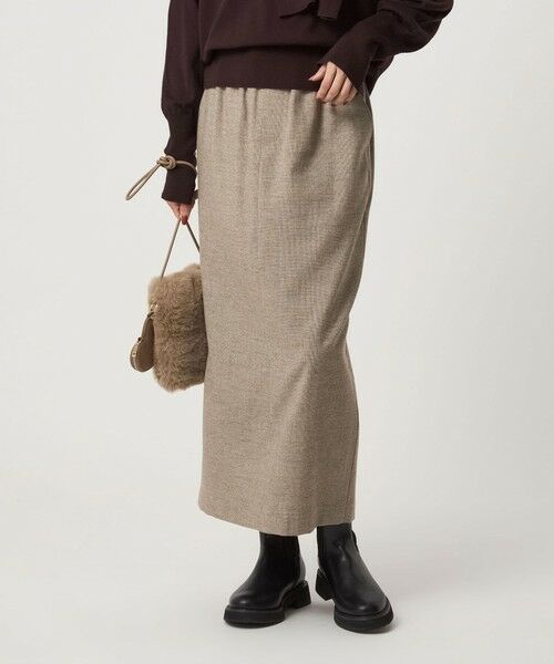 green label relaxing/グリーンレーベル リラクシング ［size SHORTあり］ライト サキソニー タイト スカート ウォッシャブル BEIGE S(36)