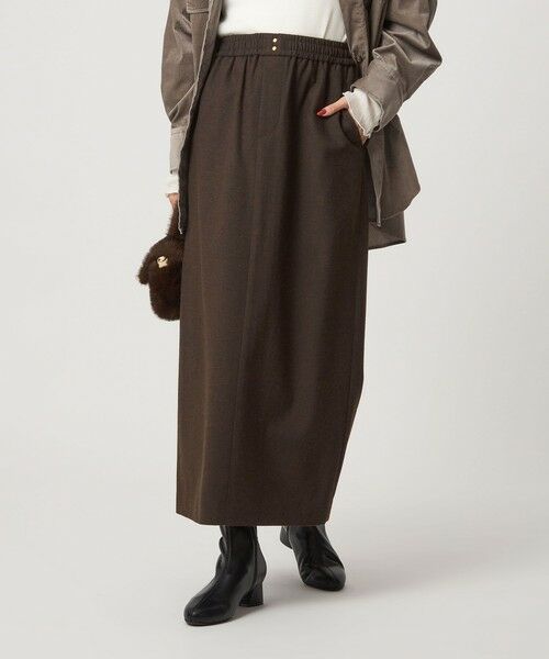 green label relaxing / グリーンレーベル リラクシング ロング・マキシ丈スカート | ［size SHORTあり］ライト サキソニー タイト スカート ウォッシャブル | 詳細20