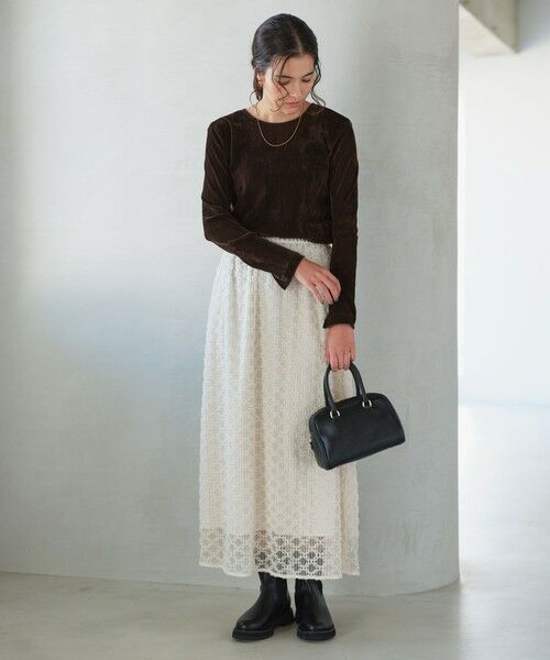 green label relaxing / グリーンレーベル リラクシング ロング・マキシ丈スカート | シアー シシュウ フレア スカート | 詳細1