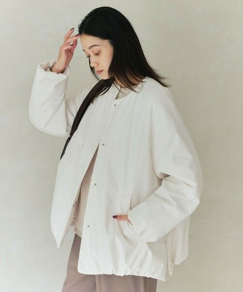 green label relaxing / グリーンレーベル リラクシング ブルゾン | ［size SHORTあり］パフィー ノーカラー ブルゾン 撥水 保温性 ウォッシャブル | 詳細1