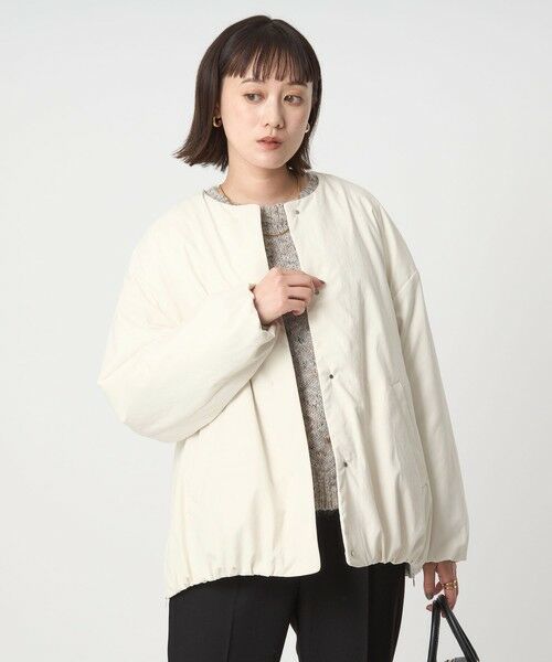 green label relaxing / グリーンレーベル リラクシング ブルゾン | ［size SHORTあり］パフィー ノーカラー ブルゾン 撥水 保温性 ウォッシャブル | 詳細5