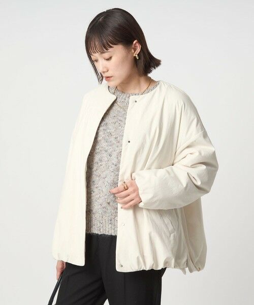 green label relaxing / グリーンレーベル リラクシング ブルゾン | ［size SHORTあり］パフィー ノーカラー ブルゾン 撥水 保温性 ウォッシャブル | 詳細6