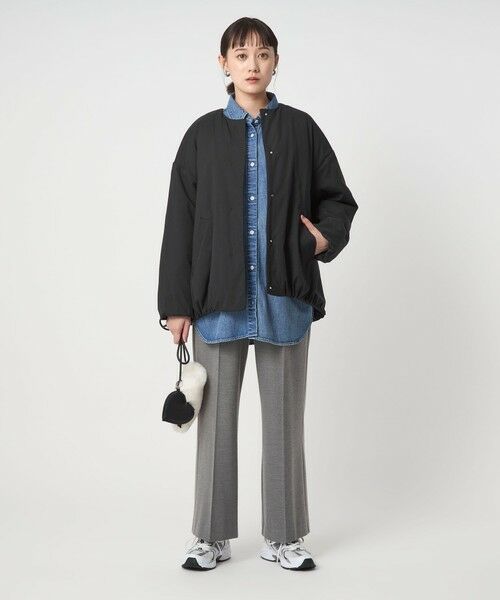 green label relaxing / グリーンレーベル リラクシング ブルゾン | ［size SHORTあり］パフィー ノーカラー ブルゾン 撥水 保温性 ウォッシャブル | 詳細13