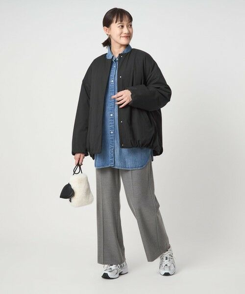 green label relaxing / グリーンレーベル リラクシング ブルゾン | ［size SHORTあり］パフィー ノーカラー ブルゾン 撥水 保温性 ウォッシャブル | 詳細14