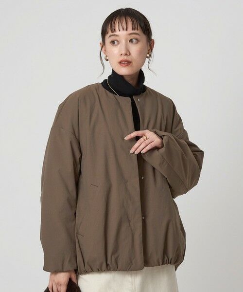 green label relaxing / グリーンレーベル リラクシング ブルゾン | ［size SHORTあり］パフィー ノーカラー ブルゾン 撥水 保温性 ウォッシャブル | 詳細21