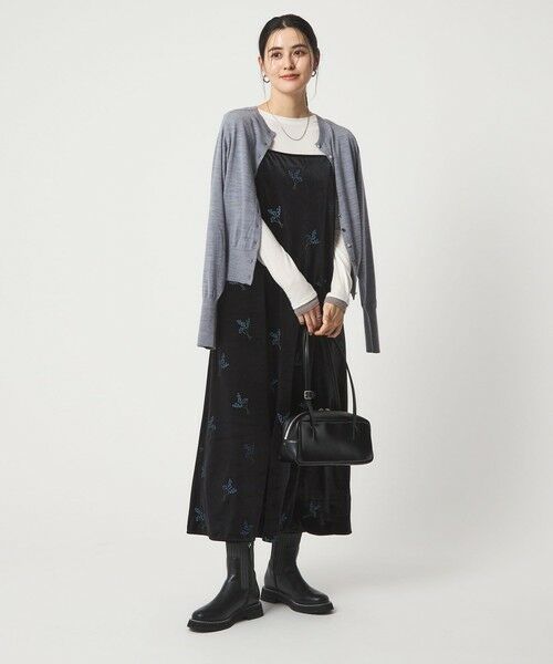 green label relaxing / グリーンレーベル リラクシング ロング・マキシ丈ワンピース | ベロア シシュウ キャミソール ワンピース | 詳細1