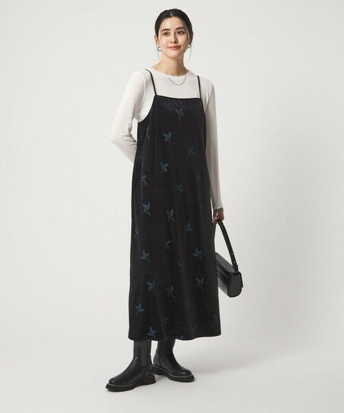 green label relaxing / グリーンレーベル リラクシング ロング・マキシ丈ワンピース | ベロア シシュウ キャミソール ワンピース | 詳細2