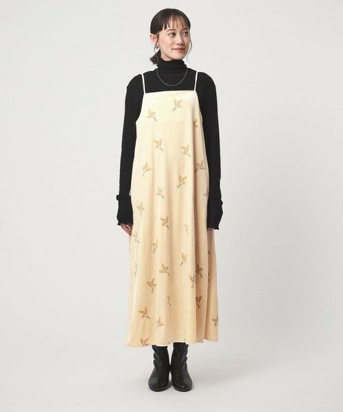 green label relaxing / グリーンレーベル リラクシング ロング・マキシ丈ワンピース | ベロア シシュウ キャミソール ワンピース | 詳細9