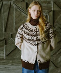 green label relaxing / グリーンレーベル リラクシング カーディガン・ボレロ | ノルディック ジャガード カーディガン