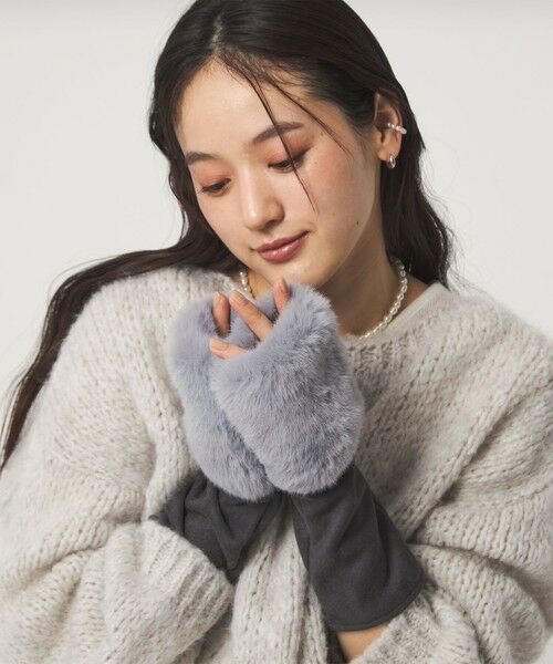 green label relaxing / グリーンレーベル リラクシング 手袋 | フェイクファー 切り替え アームウォーマー | 詳細1