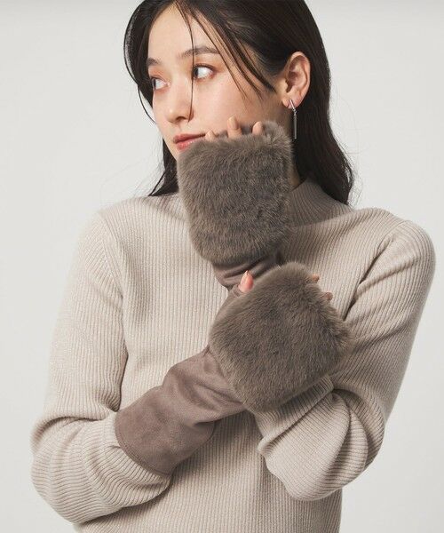 green label relaxing / グリーンレーベル リラクシング 手袋 | フェイクファー 切り替え アームウォーマー | 詳細5