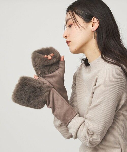 green label relaxing / グリーンレーベル リラクシング 手袋 | フェイクファー 切り替え アームウォーマー | 詳細6