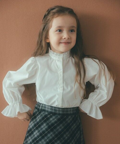 green label relaxing / グリーンレーベル リラクシング シャツ・ブラウス | スタンドカラー フリルリボン ブラウス/ キッズ 110cm-130cm | 詳細1