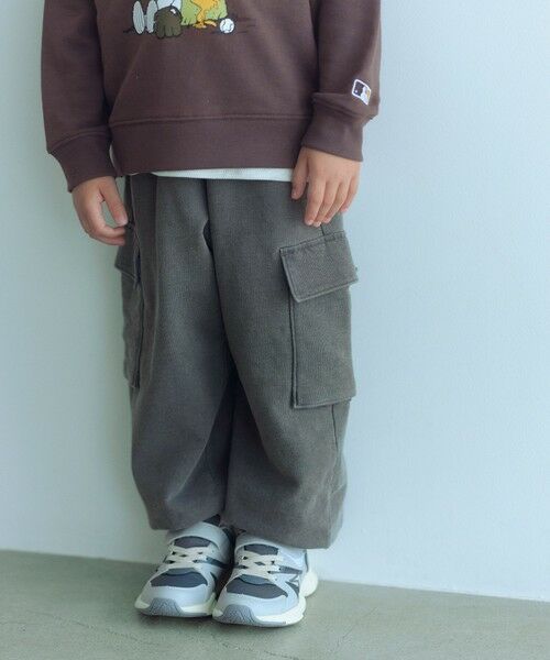 green label relaxing / グリーンレーベル リラクシング その他パンツ | 裏毛 ワイドカーゴパンツ(MDグレー)/ キッズ 100cm-160cm | 詳細1
