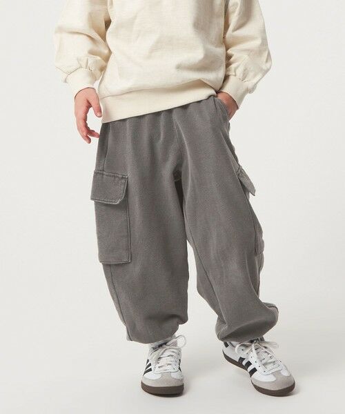 green label relaxing / グリーンレーベル リラクシング その他パンツ | 裏毛 ワイドカーゴパンツ(MDグレー)/ キッズ 100cm-160cm | 詳細5