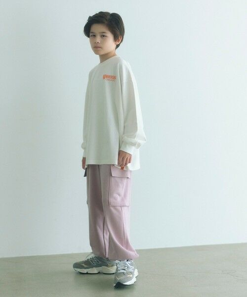 green label relaxing / グリーンレーベル リラクシング その他パンツ | 裏毛 ワイドカーゴパンツ（ライトピンク）/ キッズ  100cm-160cm | 詳細1