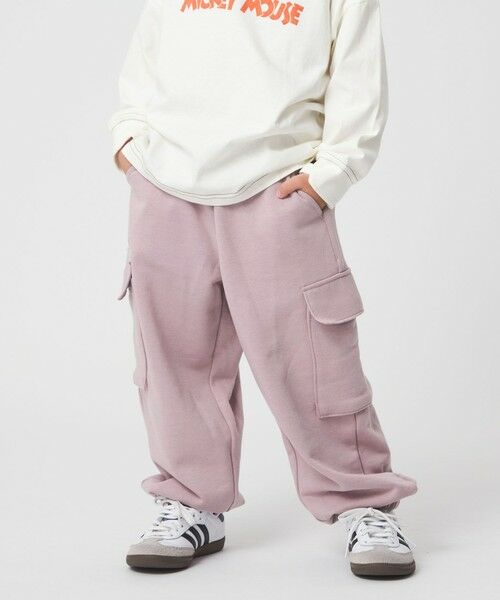 green label relaxing / グリーンレーベル リラクシング その他パンツ | 裏毛 ワイドカーゴパンツ（ライトピンク）/ キッズ  100cm-160cm | 詳細2