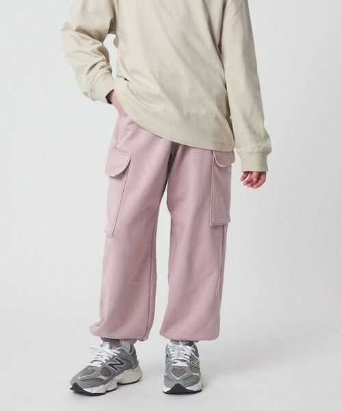 green label relaxing / グリーンレーベル リラクシング その他パンツ | 裏毛 ワイドカーゴパンツ（ライトピンク）/ キッズ  100cm-160cm | 詳細7