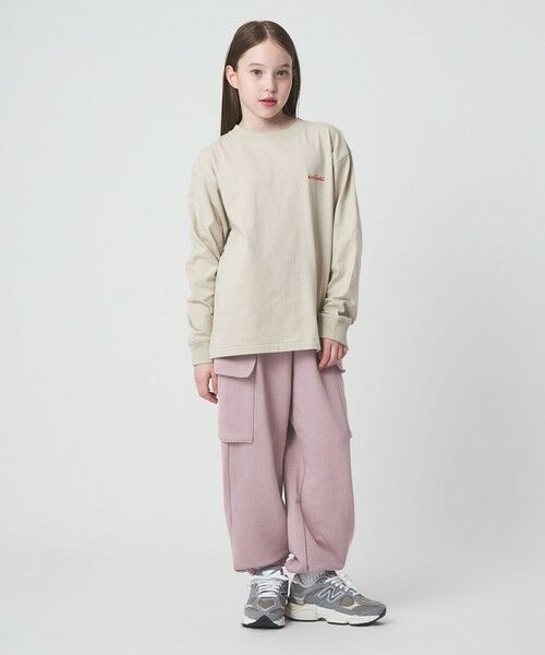 green label relaxing / グリーンレーベル リラクシング その他パンツ | 裏毛 ワイドカーゴパンツ（ライトピンク）/ キッズ  100cm-160cm | 詳細8