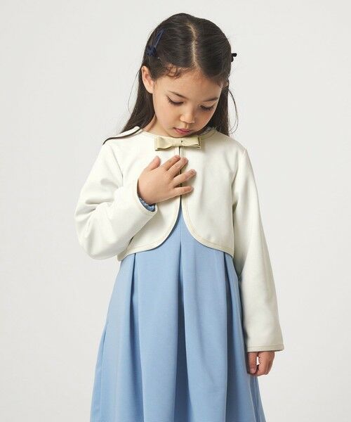 green label relaxing / グリーンレーベル リラクシング ノーカラージャケット | リップルボレロ / キッズ 110cm-130cm | 詳細1