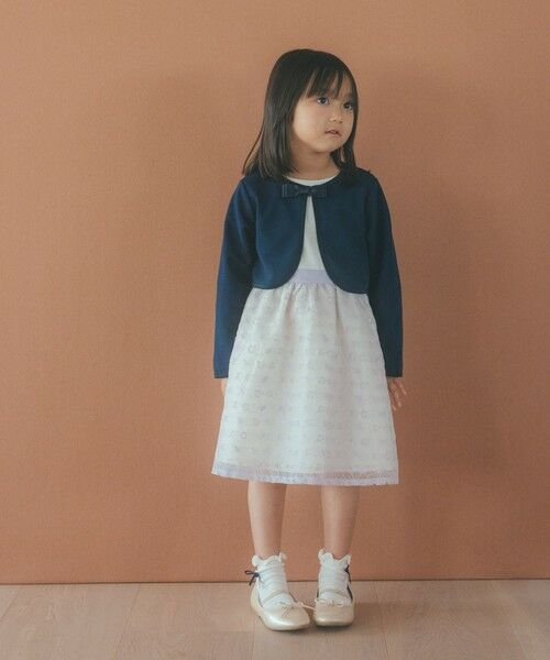 green label relaxing / グリーンレーベル リラクシング ノーカラージャケット | リップルボレロ / キッズ 110cm-130cm | 詳細6