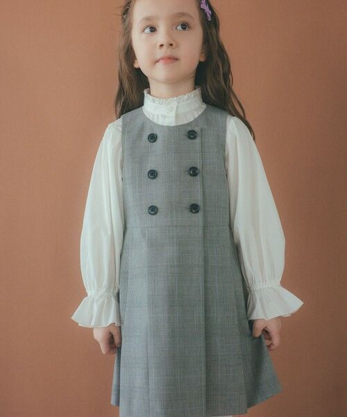 green label relaxing/グリーンレーベル リラクシング グレンチェック ジャンスカ / キッズ 110cm-130cm MD. GRAY 120cm green label relaxing/グリーンレーベル リラクシング グレンチェック ジャンスカ / キッズ 110cm-130cm MD. GRAY 120cm