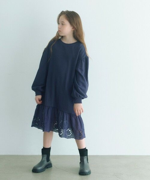 green label relaxing / グリーンレーベル リラクシング ロング・マキシ丈ワンピース | 裏毛ヘムレース ワンピース / キッズ 100cm-160cm | 詳細9