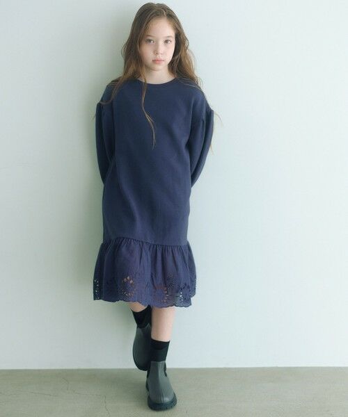 green label relaxing / グリーンレーベル リラクシング ロング・マキシ丈ワンピース | 裏毛ヘムレース ワンピース / キッズ 100cm-160cm | 詳細10