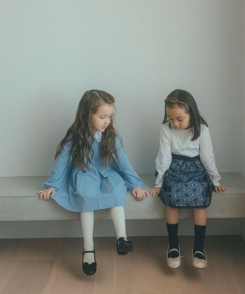 green label relaxing / グリーンレーベル リラクシング ロング・マキシ丈ワンピース | ポンチ × ハナガラ オーガンジー ワンピース / キッズ 110cm-130cm | 詳細2