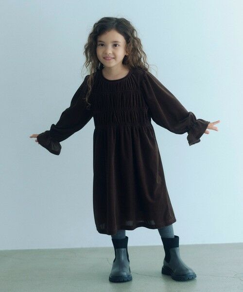 green label relaxing / グリーンレーベル リラクシング ロング・マキシ丈ワンピース | シャーリング ワンピース / キッズ  110cm-160cm | 詳細1